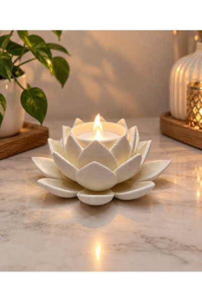 Lotus Çiçeği Mumluk Dekoratif Tealight Mumluk Şık Ev Dekorasyonu