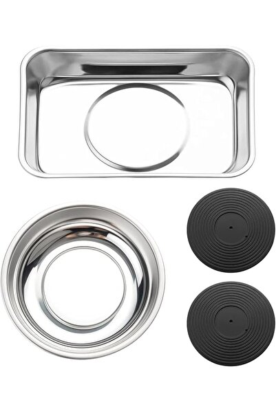TERRIFI 2PCS Magnetic Parts Tray Set – Round & Rectangle Strong Magnetic Tool...