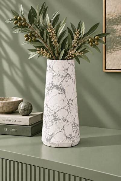 betonmall Beton Vazo 28 cm El Yapımı Kuru Çiçek Saksısı Dekoratif Yapay Çiçek...