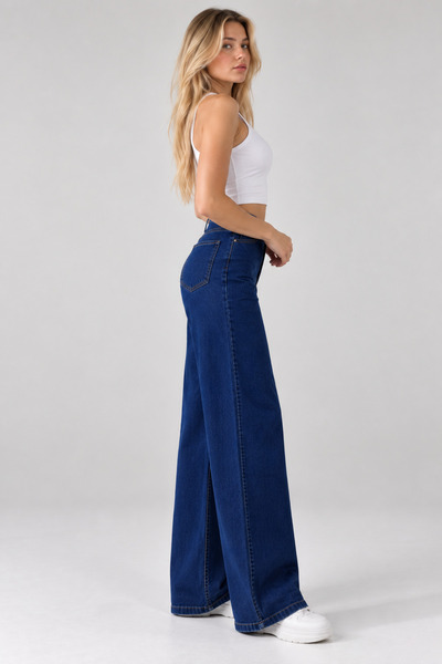vayro Pantolon Jean Beli Lastikli Palazzo 350 08