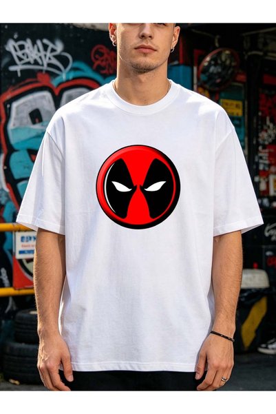 Arabest Men's 100% Cotton T-Shirt White Deadpool Print