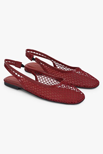 Shoeberry Kadın Fionel Kırmızı Cilt Fileli Babet