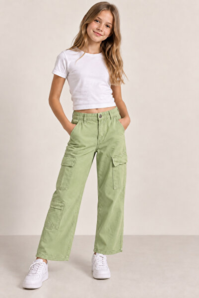 Ugly Duck PANTALONI CU BUCUȚI LĂRGI - VERDE 08-14 ANI