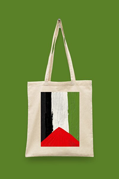 Bi Dünya Haber Palestinian Flag Gouache Painting Islamic Series Tote Bag Prin...