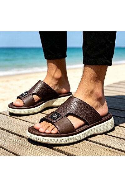 Almajeed Store شباشب رجالية بنمط جلد التمساح، نعل سميك 3 سم، مضاد للانزلاق، م...