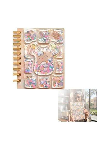 GENERAL 1 Pack Capybara Mini Quicksand Spiral Notebook, 107 x 85 mm Cute Glit...