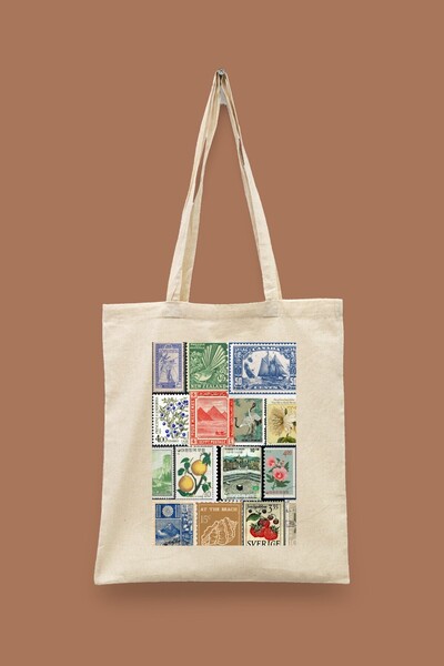 Bi Dünya Haber Vintage Series 12 - Stamp Collection Islamic Series Tote Bag P...