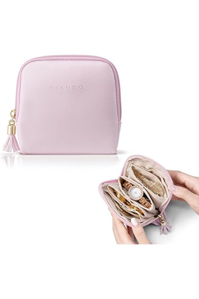 GENERAL Flandoo Jewelry Organizer in Purple Pink Is Made of Pu Leather, Velve...