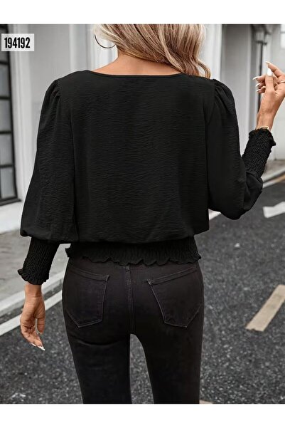 Modayakamoz Comfortable Elegance with Waist Tuck - Women's Long Sleeve Round Neck Aerobin Blouse