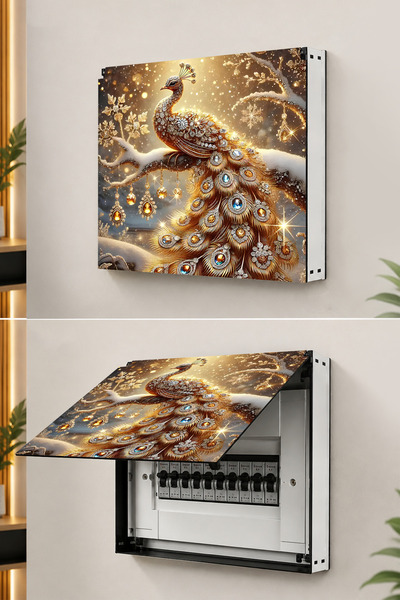 kutuTR Dekoratif Sigorta Kutusu Kapağı 39x32 cm Açılır Kapaklı Elektrik Panos...
