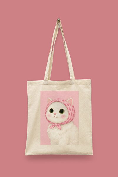 Bi Dünya Haber Cotton Lady Cat Islamic Series Tote Bag Printed Cloth Bag