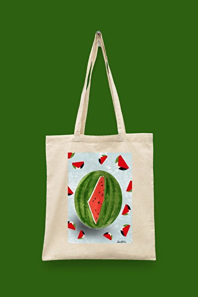 Bi Dünya Haber Watermelon and Palestinian Islamic Series Tote Bag Printed Clo...