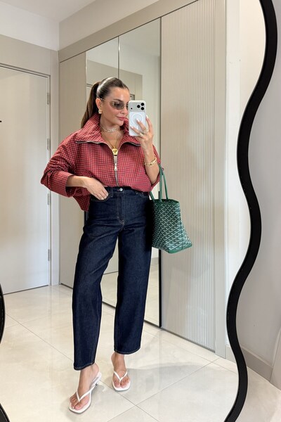 Gizem Ecemiş Kolina Darkblue Yüksek Bel Bilek Boy Jean