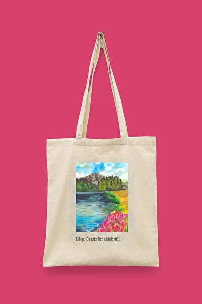 Bi Dünya Haber Edep a Silent Moral Language Islamic Series Tote Bag Printed C...