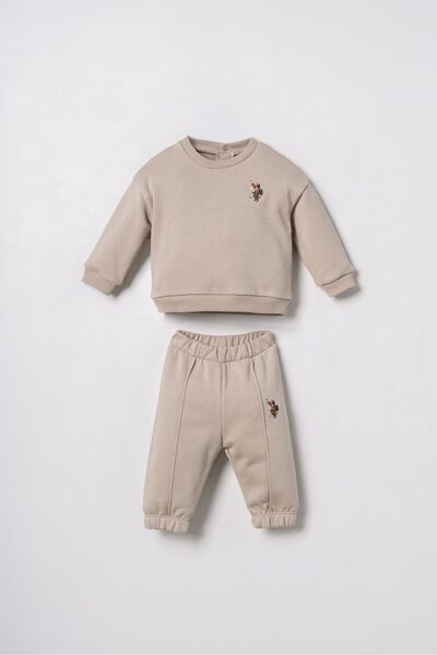 U.S. Polo Assn. Baby Boy Embroidered Brown Long Sleeve Pajama Set Usb3170-C-V5