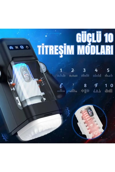 Amovibe Telefon Tutuculu Isıtmalı İleri Geri Hareketli ve Titreşimli Otomatik Suni Vajina Mastürbatö