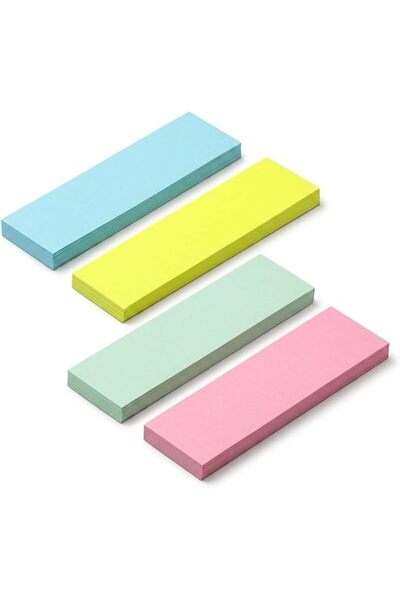 TERRIFI Sticky Notes 19 x 76 mm, 400 Sheet Colored Paper Memo Pads in 4 Color...