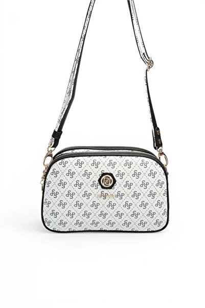Silver Polo White - Black Monogram Women's Crossbody Bag Sp745