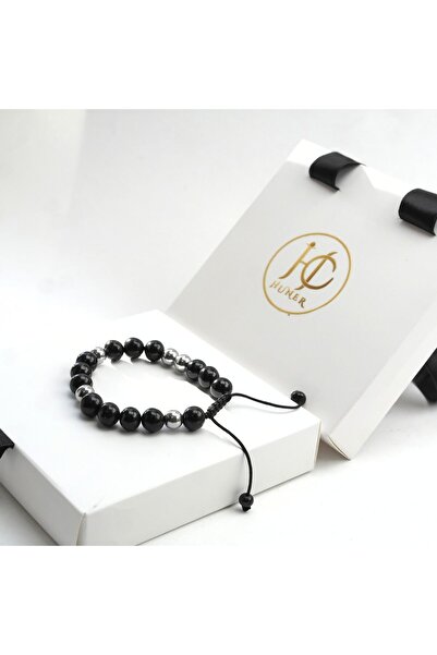 BlackCraft Oltu and Hematite Bracelet (Adjustable)