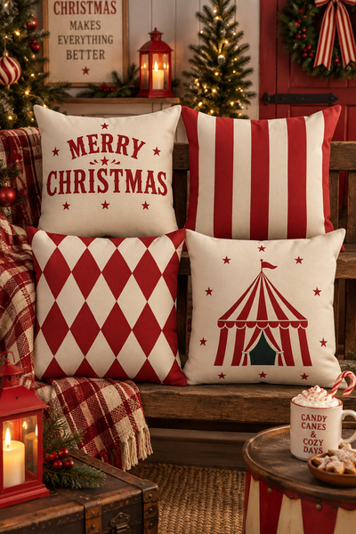 Evdek Christmas Double-Sided Printed 4-Piece Throw Pillow Cover 6Echd7