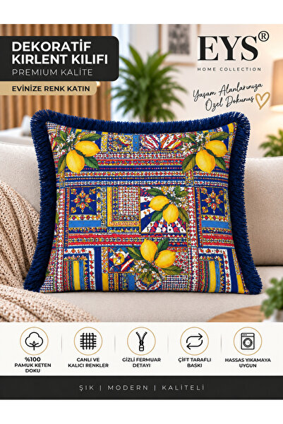 Eys Fringed Decorative Throw Pillow Cover Digital Printing Soft Texture (43X43)