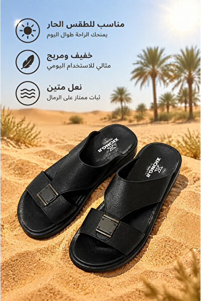 Generic Brand صندل رجالي خفيف الوزن مفتوح الأصابع من الجلد من XIONGJI، بحزام ...