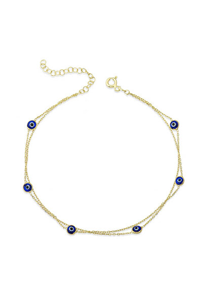 BlackCraft Silver Gold Double Chain Evil Eye Women's Bracelet