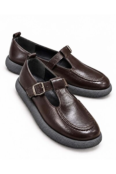 CCWAY AYAKKABI Γυναικεία ζώνη με αγκράφα Loafer ΚΑΦΕ ΖΑΡΑΜΕΝΟ