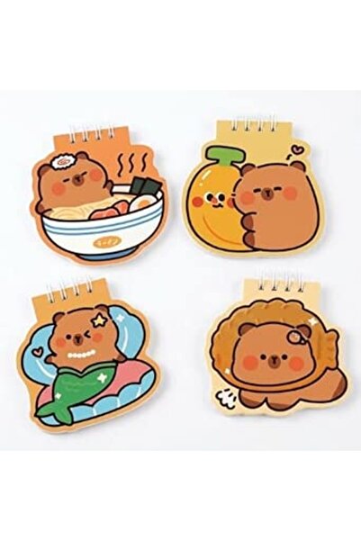 capybara Mini Spiral Notebook for Daily Notes, 50-Page Flip-Up Cartoon Memo P...