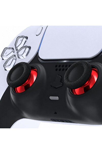 POPKONSOL 2 Adet PS5 Analog Topuz Kırmızı Krom Başlık Playstation 5 Kol Tamir...