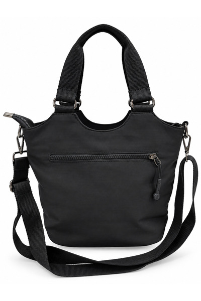 Kavi Women's Black Parachute Fabric Shoulder and Crossbody Bag Multi-Compartment Daily Use Bag