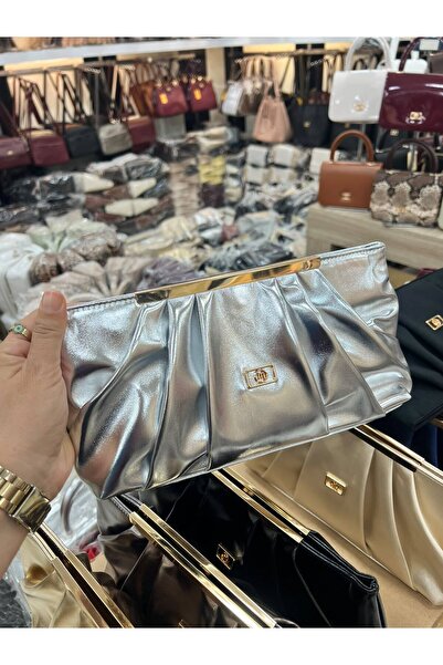 H&D COLLECTİON Γυναικεία γυαλιστερή τσάντα clutch τύπου portfolio