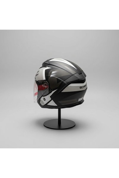 scharf 528 Şeffaf Vizörlü Yarım Motosiklet Kaskı - Güneş Camlı Açık Kask (S1 SILVER)