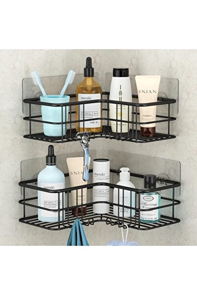 Menbyci 2-Pack Corner Shower Caddy, Adhesive Bath Shelf with Hooks, Stainless...