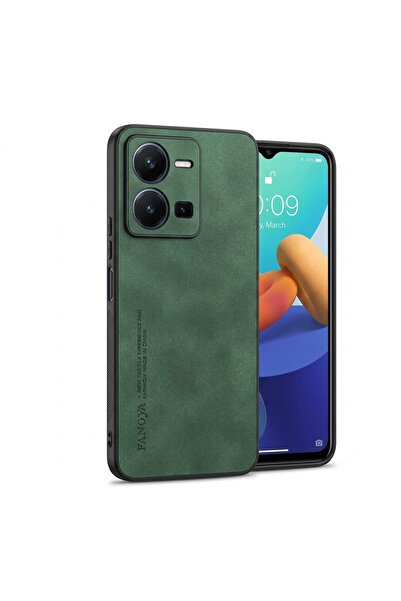 Nezih Case Vivo Y35 ile Uyumlu Kamera Korumalı Kenarları Silikon Suni Deri Kılıf