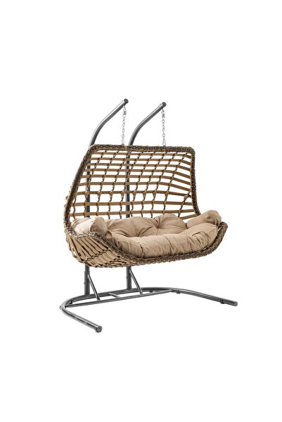 ReHome Cunda | Çiftli Rattan Bahçe Salıncağı | Balkon Salıncağı