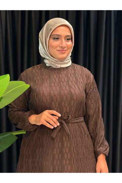 Butik büyük beden Lycra Belted Dress