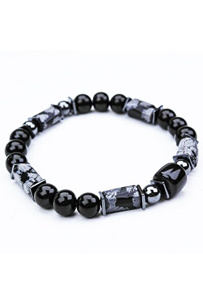BlackCraft Opsydian and Oltu Stone Elastic Bracelet