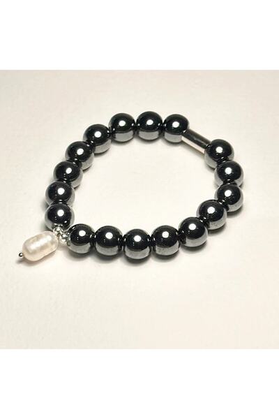 BlackCraft Pearl Hematite Rubber Bracelet