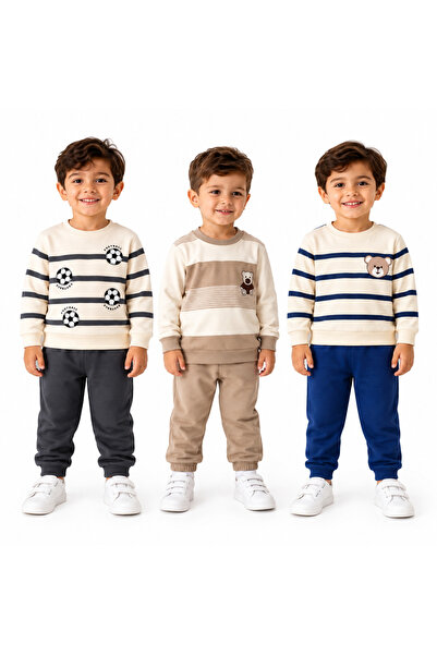FURKYY Boy's Seasonal 3-Piece Tracksuit Set Cotton