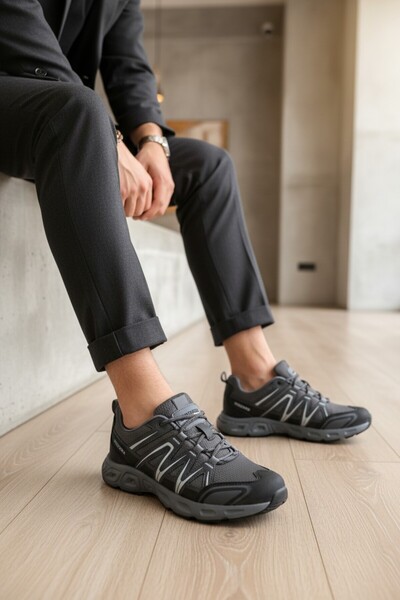 enoch Geometric Striped Supported Thick Sole Men's Sports Shoes
