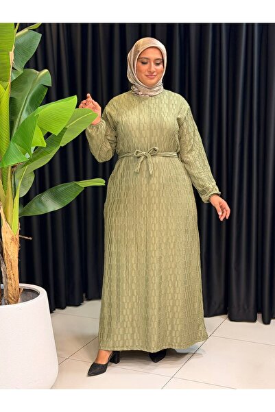 Butik büyük beden Lycra Belted Dress