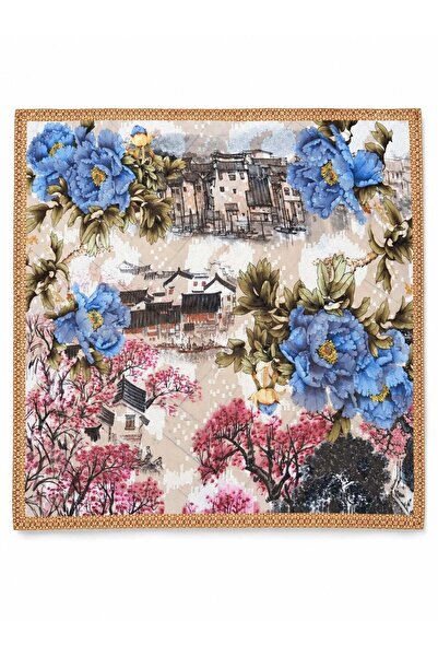 Retrobird Satensi Square Shawl Women's Pink - Blue
