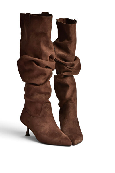 Fox Shoes Z282010602 Brown Suede Low Heeled Drawstring Women's Boots