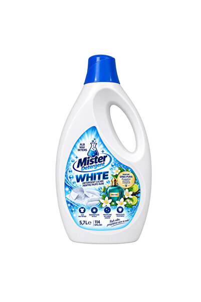 Mister Detergent Detergent lichid pentru rufe albe, parfum Erba Pura, 5,7 L –...