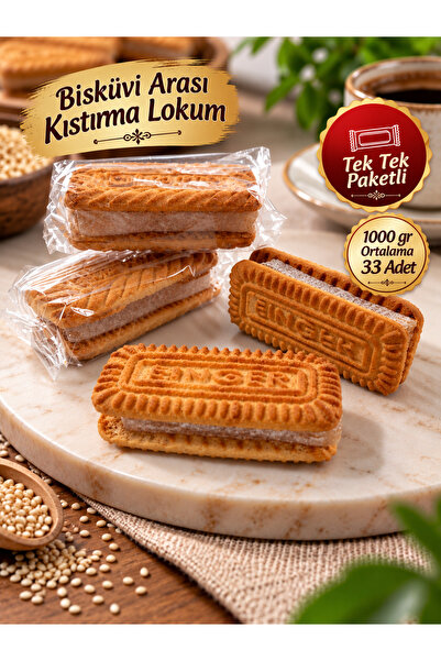 Güldüoğlu Şekerleme Bisküvi Arası Kıstırma Lokum 1000 gr (Finger Bisküvili)