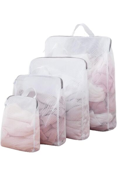 ALMEKAQUZ 4-Piece Set of 3D Mesh Laundry Bags (With Hanging Handles),Durable ...