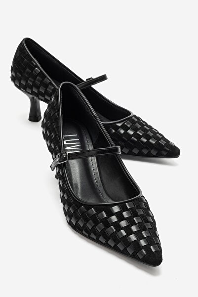 LuviShoes Rhodes Black Braided Women's Low Heel Shoes