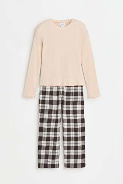 LEFTIES Uzun kontrast pijama takımı