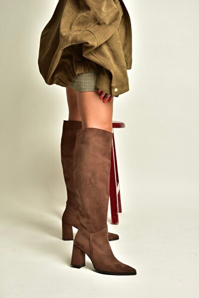 Fox Shoes Z752123202 Brown Suede Thick Heeled Women's Boots